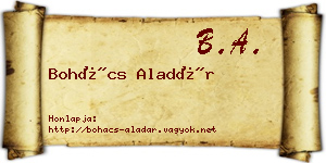 Bohács Aladár névjegykártya